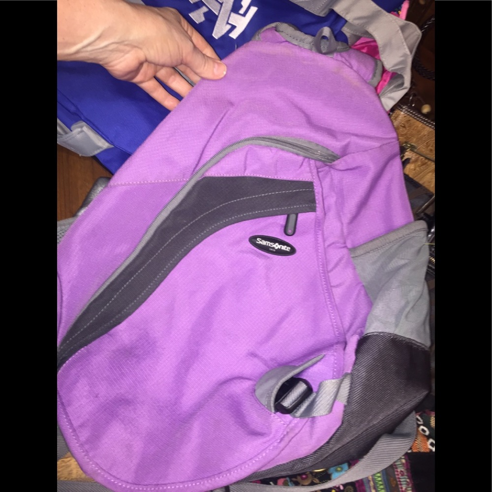 Samsonite Over Shoulder Backpack; Purple & Gray